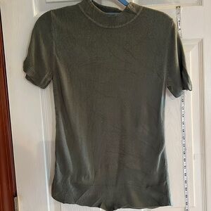 Sag harbor-S-army green-short sleeve, lightweight, crewneck, pull over sweater